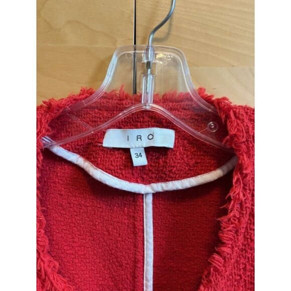 IRO AGNETTE RED DISTRESSED TWEED JACKET, LIKE NEW, SIZE: 34 / XS - Picture 3 of 8